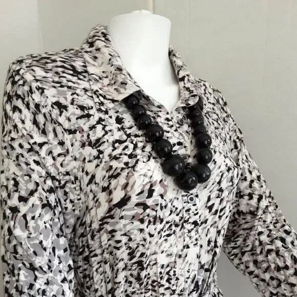 CAbi #822 ANIMAL PRINT JERSEY SHIRT DRESS SZ L (12) - Picture 6 of 9